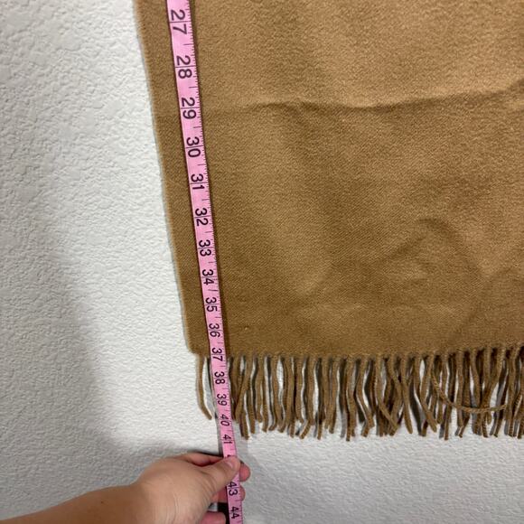Hilltop Rectangular Scarf Wrap Shawl Brown 100% Pure Cashmere Fringe 40X14.5